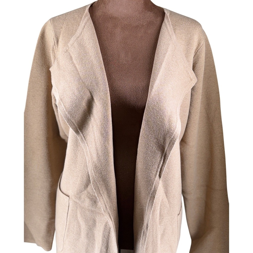 J. Crew Reimagined Open Front Cardigan One Size EUC Beige Taupe Wool‎ Blend